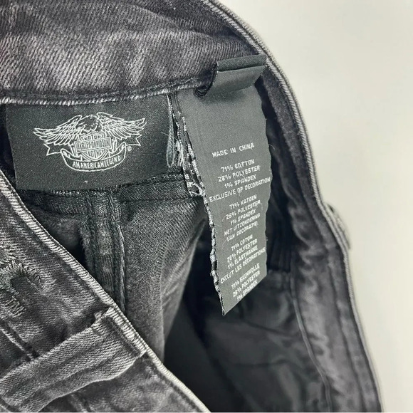 Harley Davidson Faded Black Studded Skinny Jeans Distressed Size 6 - Picture 10 of 10